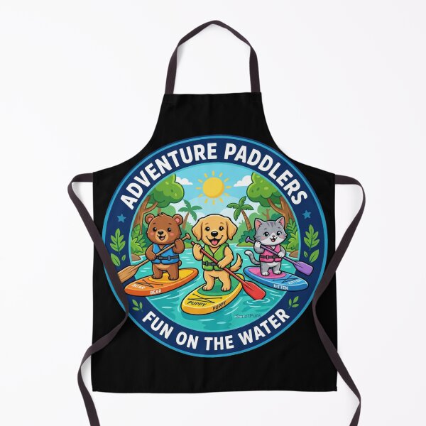 Item preview, Adventure Paddlers Fun on the Water bl – Cute Animals Stand Up Paddleboarding, Cartoon Bear Dog Cat SUP Circle Emblem, Summer Camping Logo Sticker designed and sold by SmartPuns.