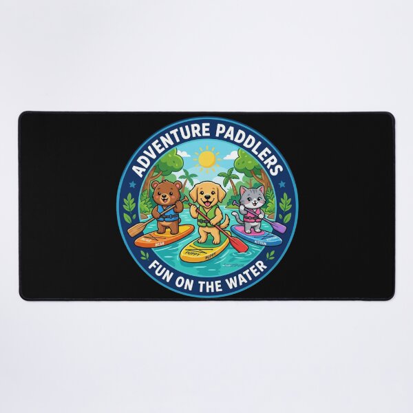 Item preview, Adventure Paddlers Fun on the Water bl – Cute Animals Stand Up Paddleboarding, Cartoon Bear Dog Cat SUP Circle Emblem, Summer Camping Logo Sticker designed and sold by SmartPuns.