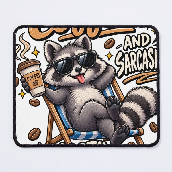Item preview, Fueled by Coffee and Sarcasm | Funny Raccoon Coffee Lover Design designed and sold by CreativeNest Prints.