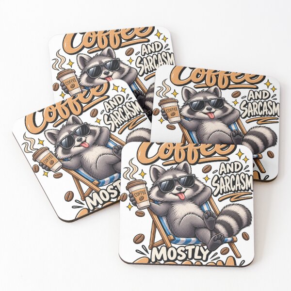 Item preview, Fueled by Coffee and Sarcasm | Funny Raccoon Coffee Lover Design designed and sold by CreativeNest Prints.