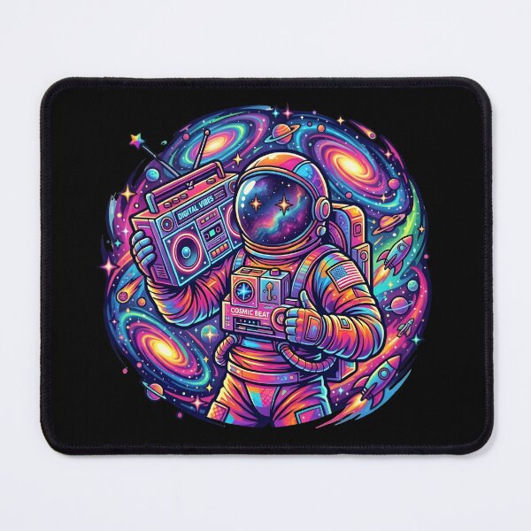 Item preview, Cosmic Neon Astronaut Boombox Retro Space Pop Art designed and sold by eihabo.