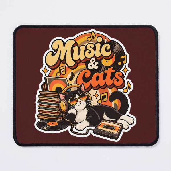 Item preview, Retro Music Cat Vinyl Lover 70s Aesthetic designed and sold by Stickers Hub HUB.