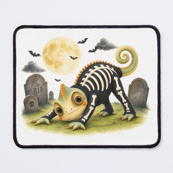 Item preview, Halloween Yoga Chameleon in Downward Facing Dog – Cute Skeleton Costume designed and sold by YogiAnimalArt.