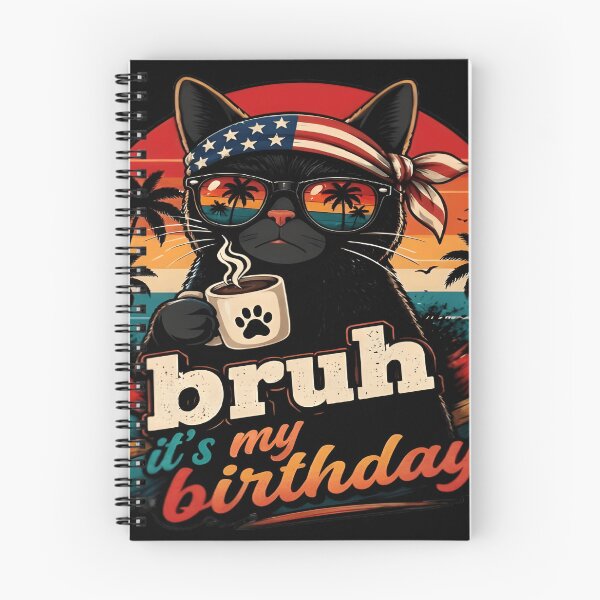 Item preview, Bruh It's My Birthday Cat Funny Retro Sunset Art designed and sold by DailySparks.