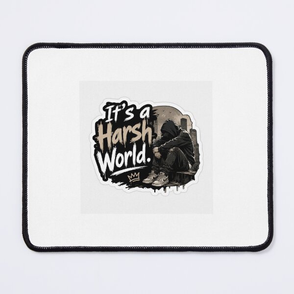Item preview, It's a Harsh World Sticker | Dark Street Art Quote designed and sold by Deepstudio09.