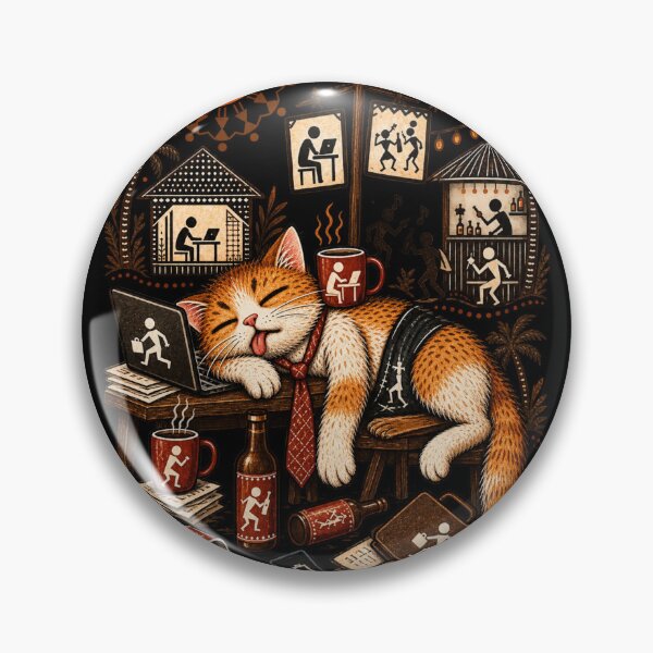 Item preview, Exhausted Office Cat Vintage Coffee Work Burnout designed and sold by HOUSE OF TIST.