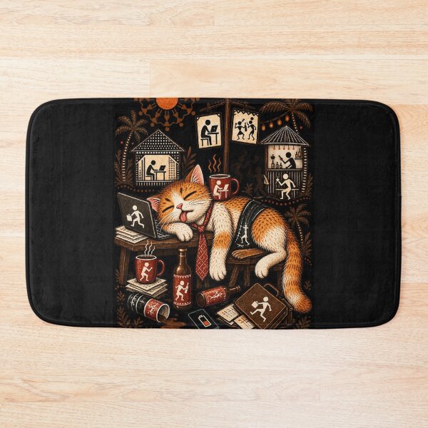 Item preview, Exhausted Office Cat Vintage Coffee Work Burnout designed and sold by HOUSE OF TIST.