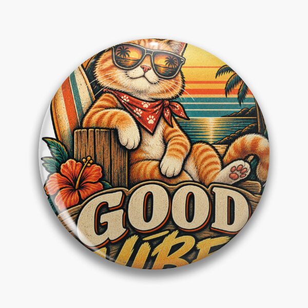 Item preview, Good Vibes Only Retro Cat designed and sold by CodePaws Creations.