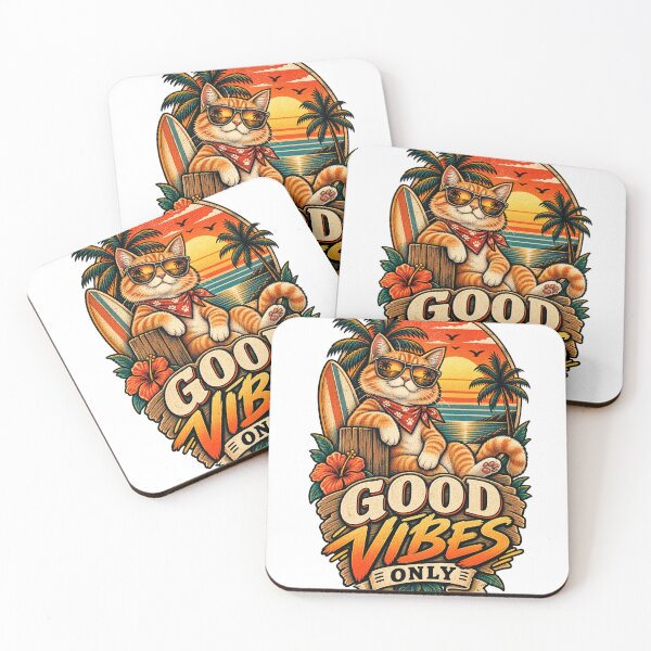 Item preview, Good Vibes Only Retro Cat designed and sold by CodePaws Creations.