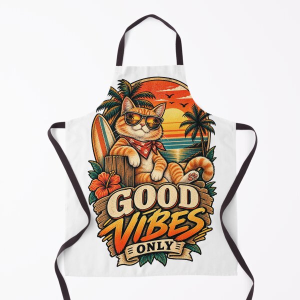 Item preview, Good Vibes Only Retro Cat designed and sold by CodePaws Creations.