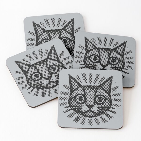 Item preview, Retro Halftone Cat Head Sunburst Vintage Comic Pop Art Feline Kitten Art designed and sold by MarCinu Art.