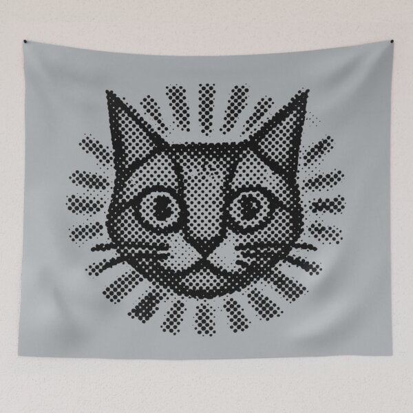 Item preview, Retro Halftone Cat Head Sunburst Vintage Comic Pop Art Feline Kitten Art designed and sold by MarCinu Art.