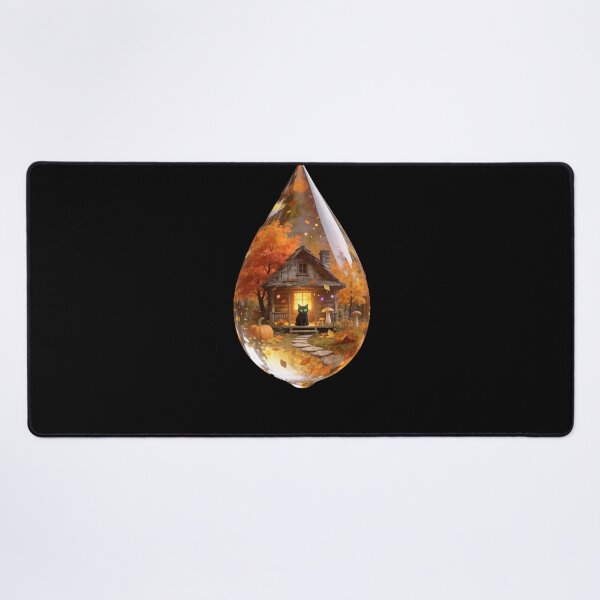 Item preview, Black Cat in an Enchanted Autumn Cabin Fantasy Water Drop designed and sold by OksArtStudio.
