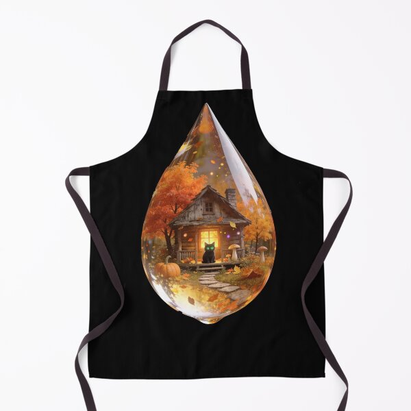 Item preview, Black Cat in an Enchanted Autumn Cabin Fantasy Water Drop designed and sold by OksArtStudio.