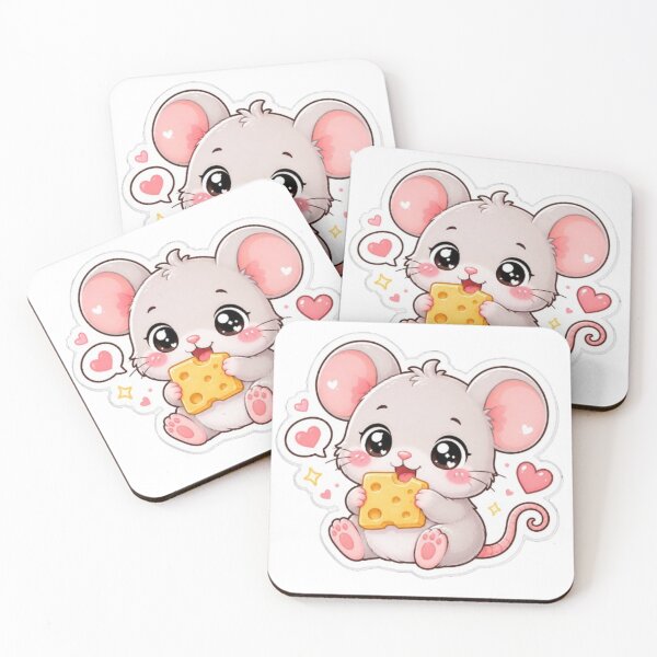 Item preview, Cute Kawaii Mouse Eating Cheese Sticker | Adorable Mouse Sticker | Funny Cheese Lover Sticker | Cute Animal Sticker designed and sold by Vegasstickers.