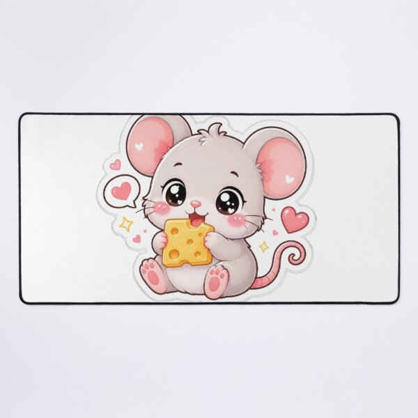 Item preview, Cute Kawaii Mouse Eating Cheese Sticker | Adorable Mouse Sticker | Funny Cheese Lover Sticker | Cute Animal Sticker designed and sold by Vegasstickers.