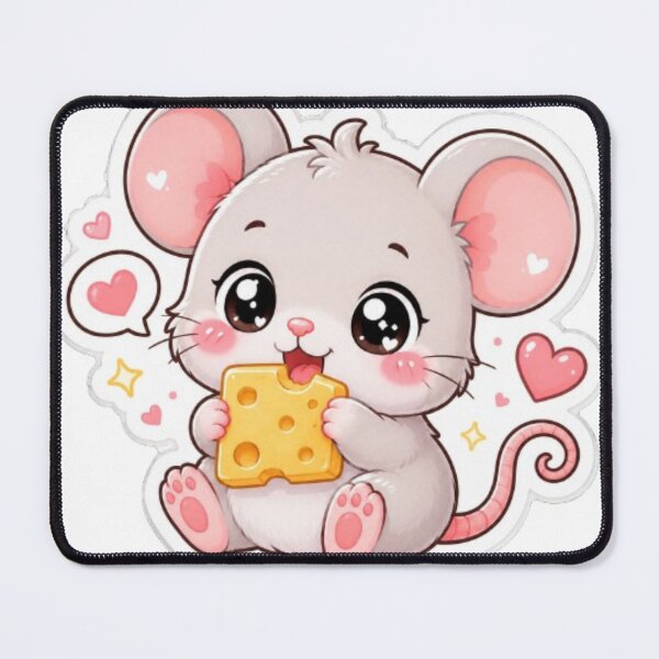 Item preview, Cute Kawaii Mouse Eating Cheese Sticker | Adorable Mouse Sticker | Funny Cheese Lover Sticker | Cute Animal Sticker designed and sold by Vegasstickers.