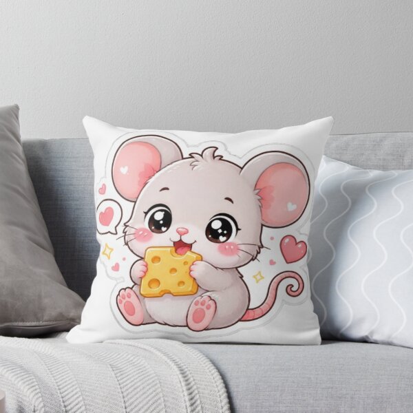 Item preview, Cute Kawaii Mouse Eating Cheese Sticker | Adorable Mouse Sticker | Funny Cheese Lover Sticker | Cute Animal Sticker designed and sold by Vegasstickers.