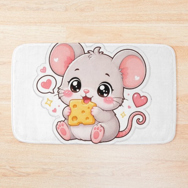 Item preview, Cute Kawaii Mouse Eating Cheese Sticker | Adorable Mouse Sticker | Funny Cheese Lover Sticker | Cute Animal Sticker designed and sold by Vegasstickers.