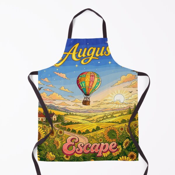 Item preview, August Escape Hot Air Balloon Illustration | Summer Sunflower Landscape | Travel Adventure Art designed and sold by GarnerSupplyCo.