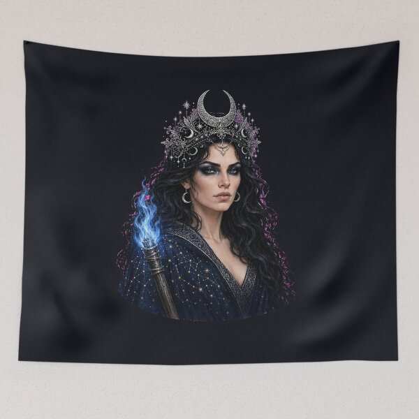 Item preview, Hecate Goddess of Witchcraft & Crossroads – Triple Moon Dark Divine Feminine Art designed and sold by Alcyone-Blue.