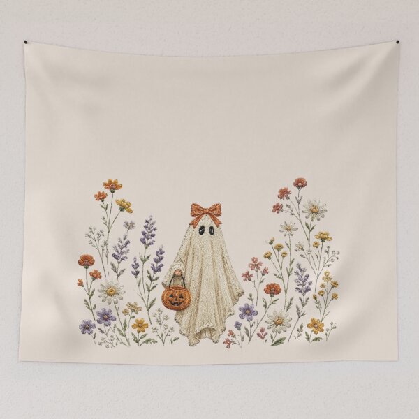 Item preview, Coquette Floral Ghost, Wildflower Halloween, Spooky Fall Flowers, Cottagecore Halloween, Boho Ghost, Cute Spooky Floral designed and sold by Quiajia.