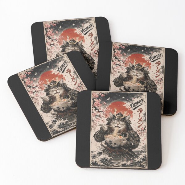 Item preview, Cat Samurai Ramen Sumie Japanese Vintage designed and sold by TomFrontierArt.