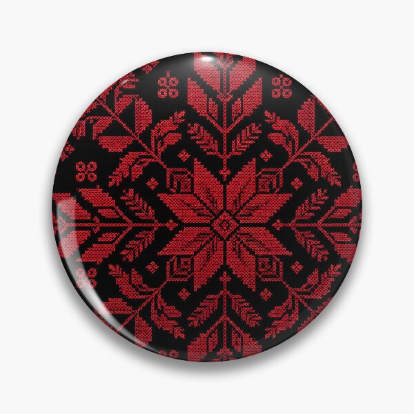 Item preview, Traditional Palestinian Folklore Red Cross Stitch Square Border Art designed and sold by BrainCurves.