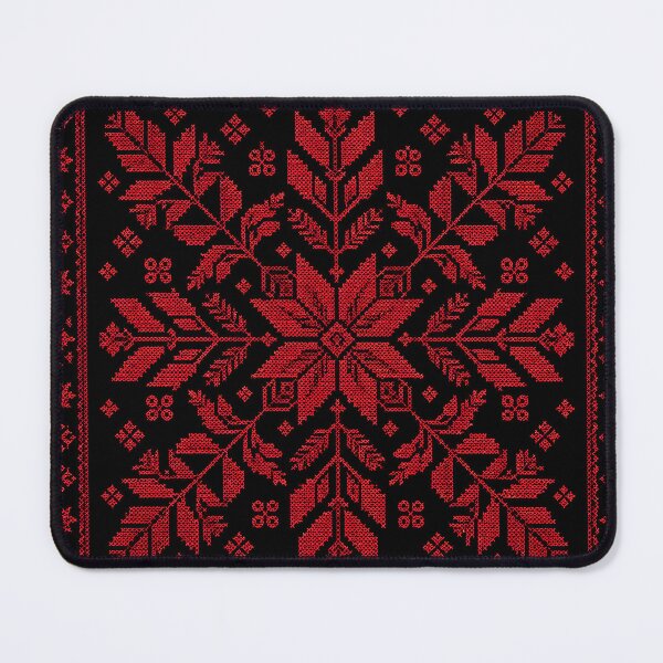 Item preview, Traditional Palestinian Folklore Red Cross Stitch Square Border Art designed and sold by BrainCurves.