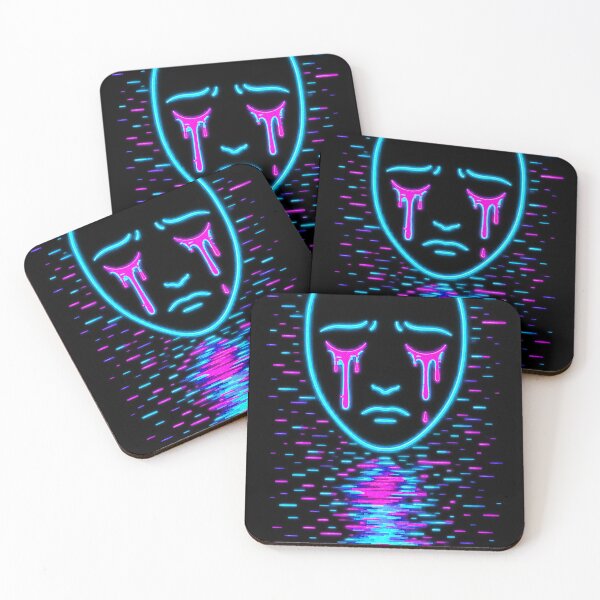 Item preview, Corrupted Face – Neon Glitch Digital Tears designed and sold by JupiterGlitchEmpire.