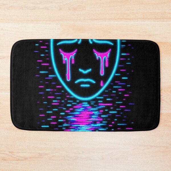 Item preview, Corrupted Face – Neon Glitch Digital Tears designed and sold by JupiterGlitchEmpire.