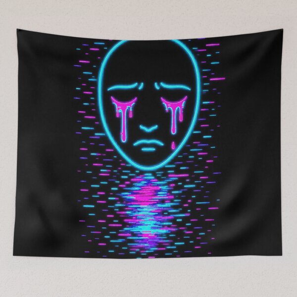 Item preview, Corrupted Face – Neon Glitch Digital Tears designed and sold by JupiterGlitchEmpire.