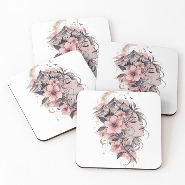 Item preview, Dreamy Celestial Botanical Face Portrait designed and sold by Lovaryn.
