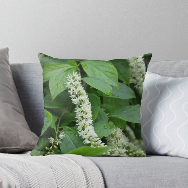 Item preview, White Clethra Flower Spikes with Raindrops designed and sold by MiraNadaPrints.