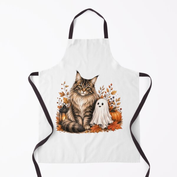 Item preview, Maine Coon and a Tiny Friendly Ghost | Halloween Cat designed and sold by PAPIRO SIGLO XXI.