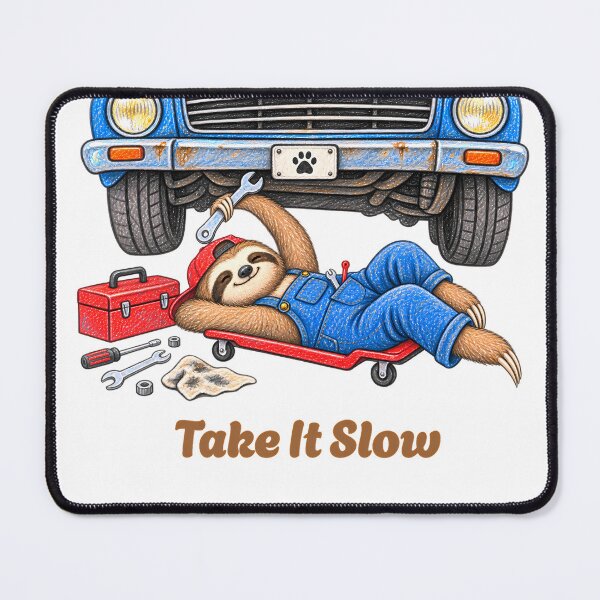 Item preview, Take It Slow Sloth Mechanic – Funny Car Repair Design designed and sold by Buli89.