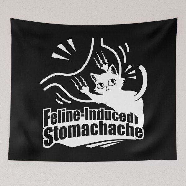 Item preview, Feline-Induced Stomachache - Funny Black Cat Humor_BK designed and sold by AckeeWolf.