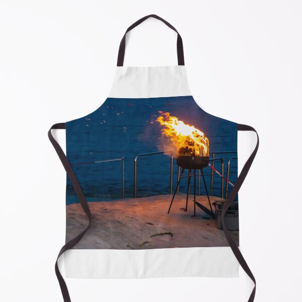 Item preview, Flaming Portable Grill On Rocky Beach At Night With Ocean Background And Sparks designed and sold by Nmallia.