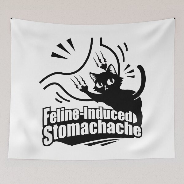 Item preview, Feline-Induced Stomachache - Funny Black Cat Humor_WH designed and sold by AckeeWolf.