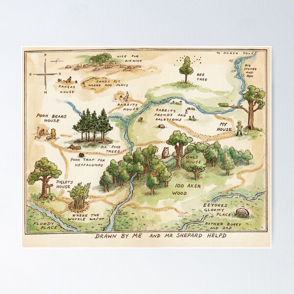 Item preview, Mapa del Bosque de los Cien Acres - Winnie the Pooh designed and sold by Coloor.