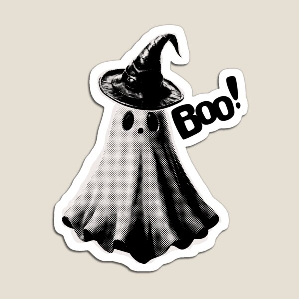 Item preview, Vintage Halftone Halloween Ghost Witch designed and sold by MyE Trendz.