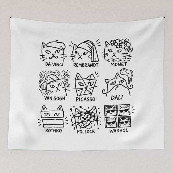 Item preview, Artistic Cats, Funny Cat Art, Minimalist, Gift for Artist or Art Teacher, Art, Aesthetic designed and sold by Quiajia.