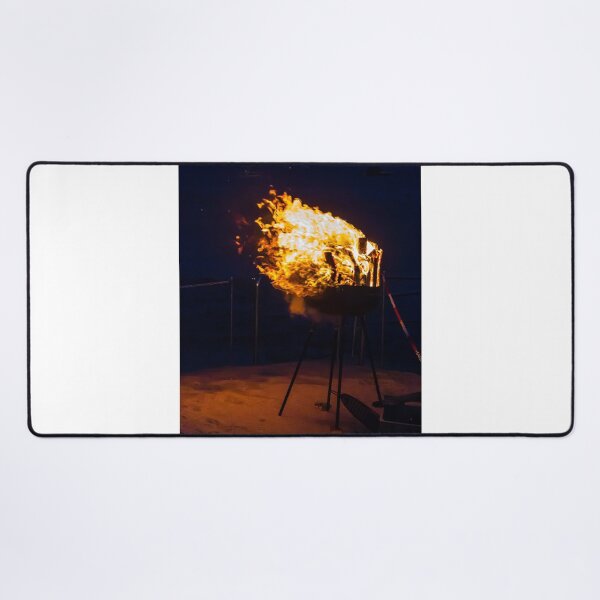 Item preview, Flaming Portable Grill On Rocky Beach At Night With Ocean Background And Sparks designed and sold by Nmallia.