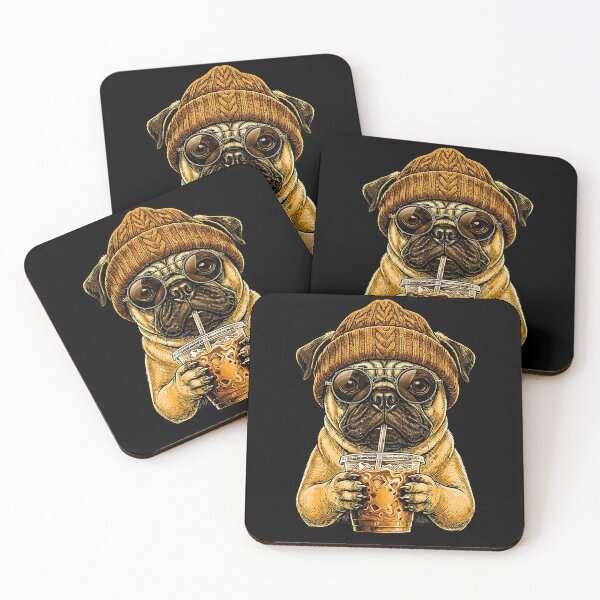 Item preview, Pug Dog Drinking Iced Coffee Sunglasses designed and sold by Rahamkshop.