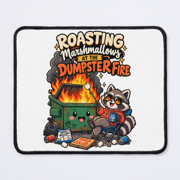 Item preview, Roasting Marshmallows at the Dumpster Fire – Funny Corporate Work Humor Raccoon designed and sold by LuxeBuzz.