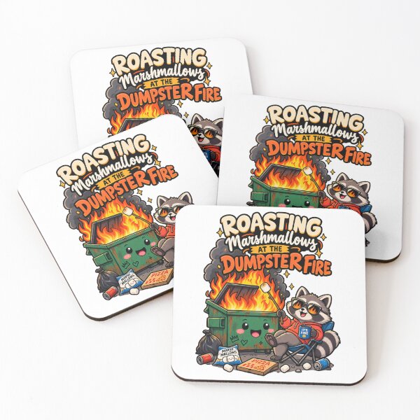 Item preview, Roasting Marshmallows at the Dumpster Fire – Funny Corporate Work Humor Raccoon designed and sold by LuxeBuzz.