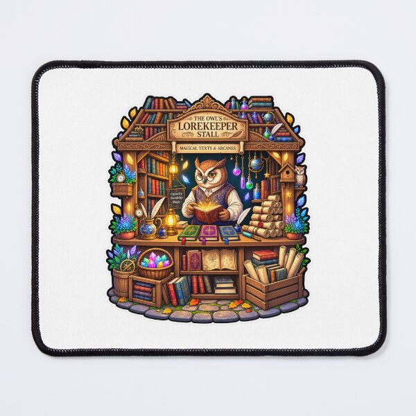 Item preview, Owl Lorekeeper Stall | Magical Owl Bookshop | Enchanted Fantasy Library designed and sold by MrDev.