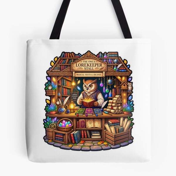 Item preview, Owl Lorekeeper Stall | Magical Owl Bookshop | Enchanted Fantasy Library designed and sold by MrDev.