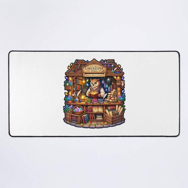 Item preview, Owl Lorekeeper Stall | Magical Owl Bookshop | Enchanted Fantasy Library designed and sold by MrDev.