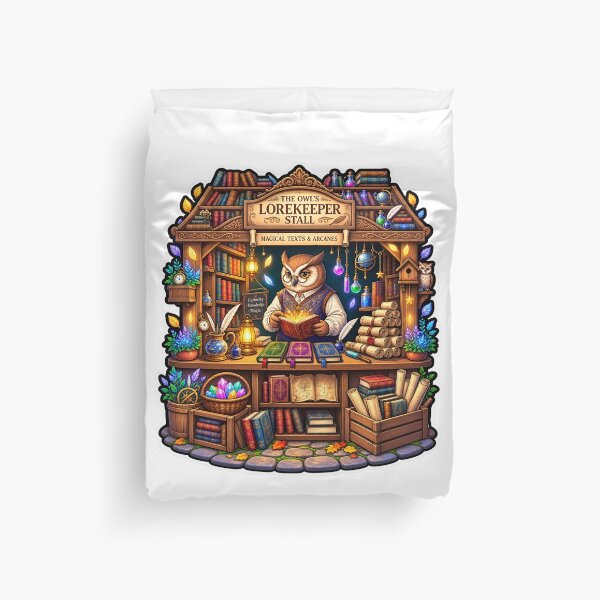 Item preview, Owl Lorekeeper Stall | Magical Owl Bookshop | Enchanted Fantasy Library designed and sold by MrDev.